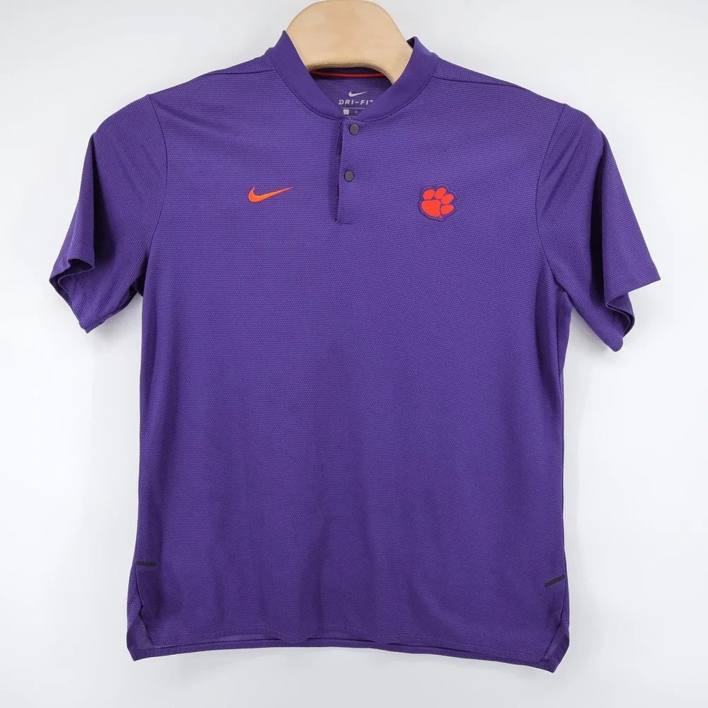 Nike Clemson‎ Tigers Dri-FIT Blade Collar Polo Purple Mens Large